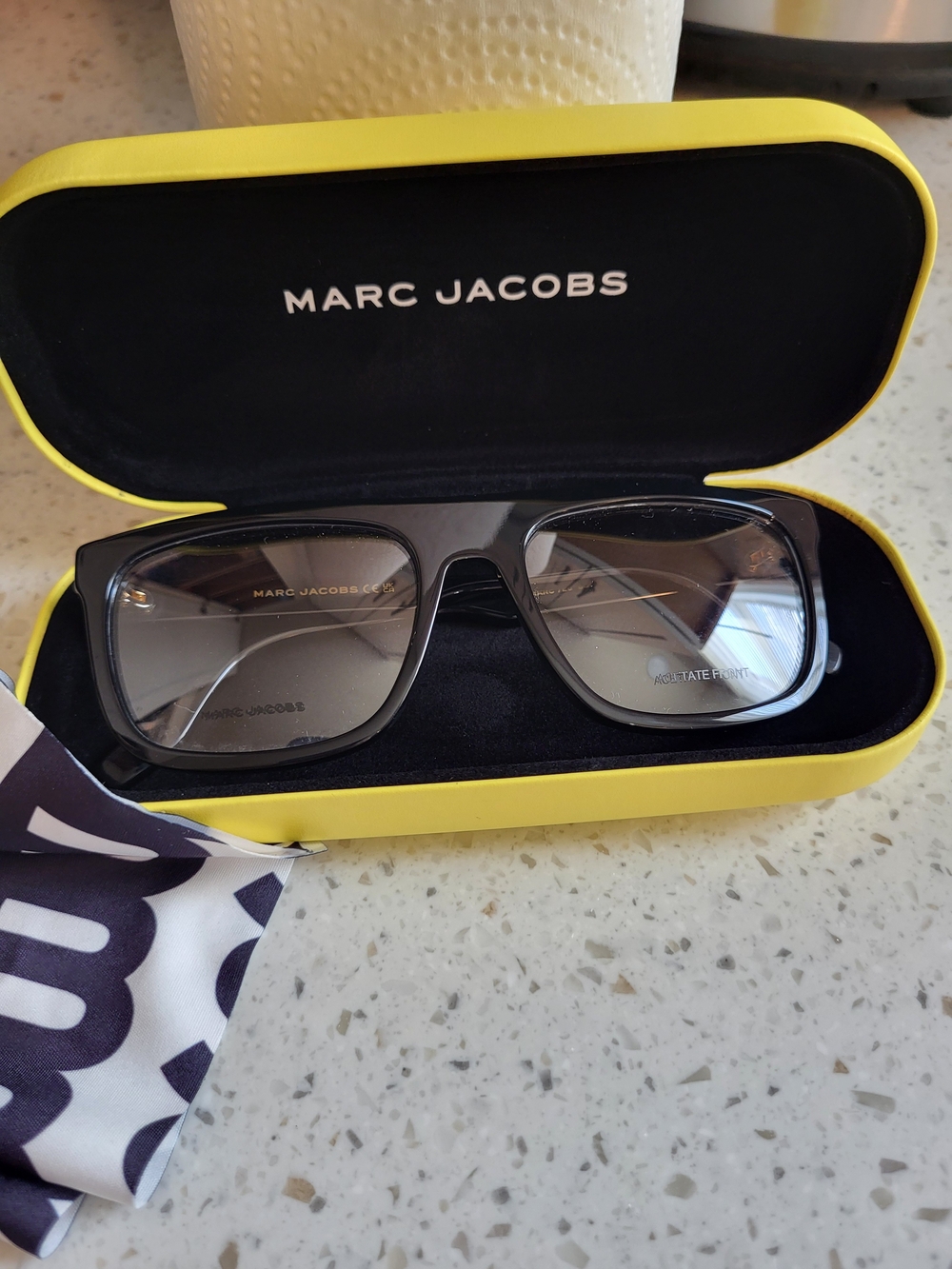 Marc Jacobs Black Square RX Glasses with Yellow Case